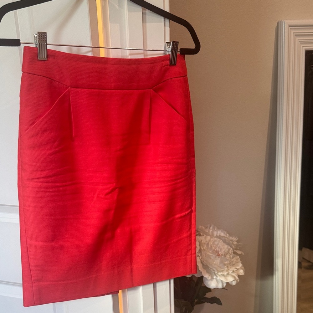 J. Crew Vibrant Bright Orange Pencil Skirt Size 0